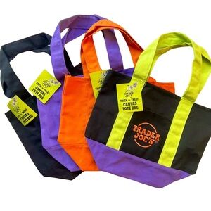 Trader Joe's Multicolor Canvas Tote Bag Set - 4 bags